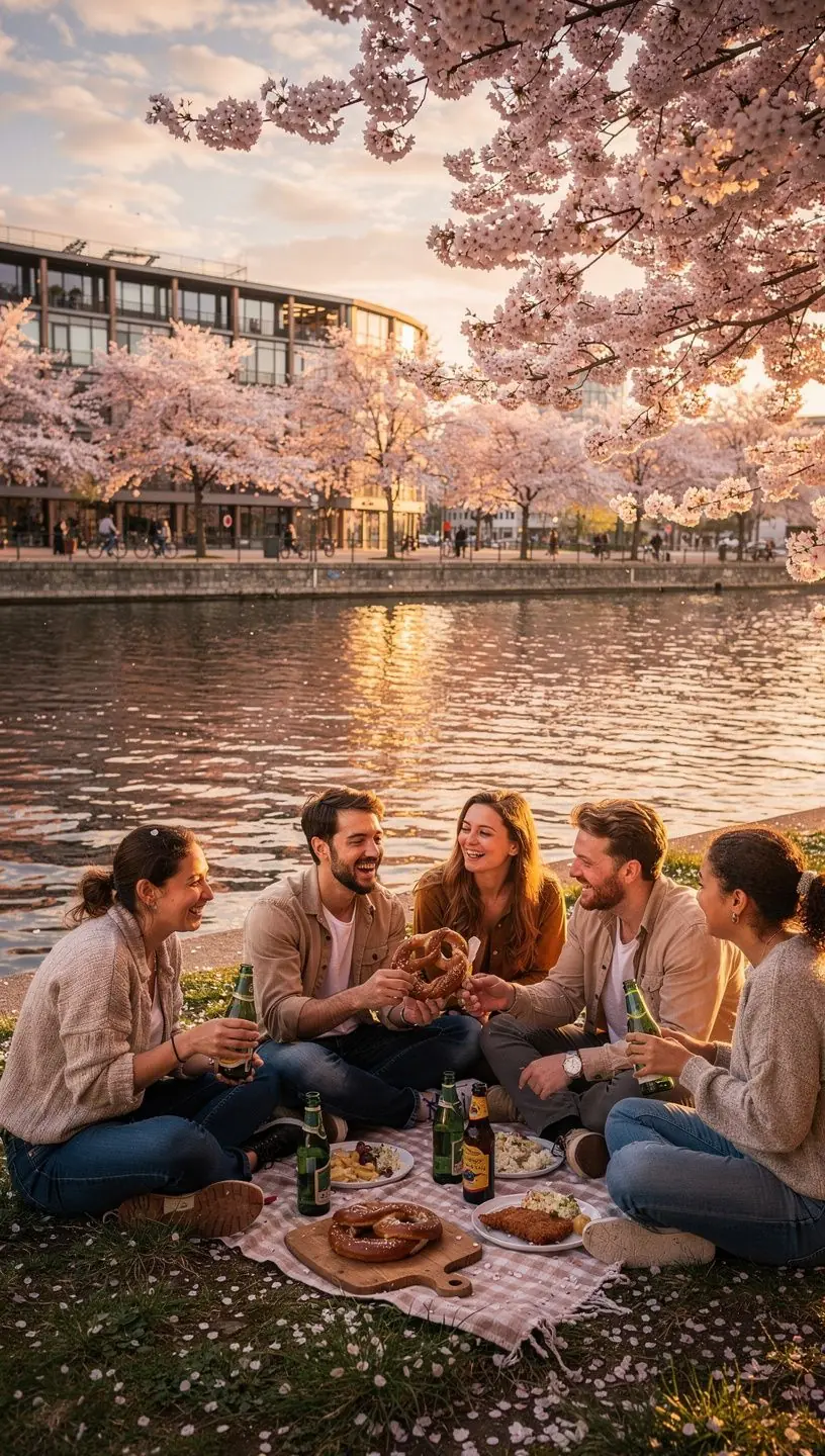Karte von Deutschland mit markierten Kulturfestivals und empfohlenen Reisewegen für Besucher.